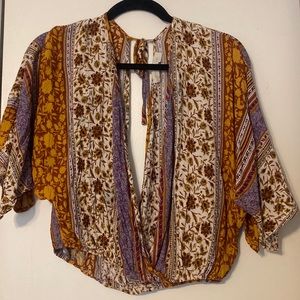 Gold and purple open front and back top